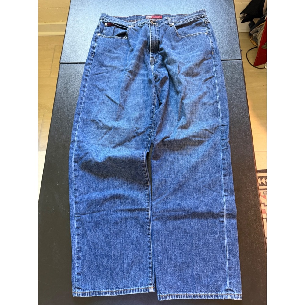 Y2K BKE Resistance Strength Engineered Fits Men Blue Relaxed Wide Leg Jean 38x31